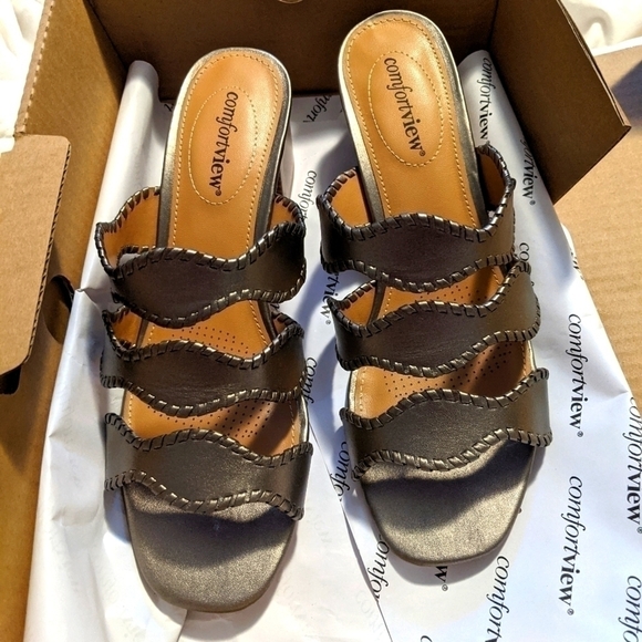 Nwt Comfortview Gunmetal Mules Sizes 9W & 9.5W - Picture 4 of 11